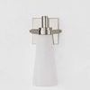 Front view of the Trude Wall Sconce showing square metal wall plate and tapered frosted glass shade