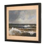 Side angled view showing the black decorative frame and thickness of the painting