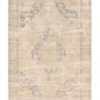 Sibit Medallion Tan Slate traditional rug with distressed vintage pattern in tan and slate blue tones