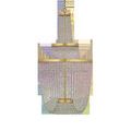 Gold leaf and glass bead chandelier with subtle iridescent reflections on bead strands