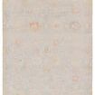 Traditional Doire area rug with faded pastel Oushak pattern in light blue and cream with hints of orange and yellow
