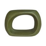 Green sculptural Albers outdoor stool with hollow oval center, smooth concrete and fiber finish