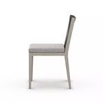 Side profile of Sherwood Grey chair highlighting cushion thickness and rope detailing on backrest