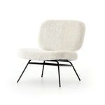 Three-quarter front angle of Caleb Small Ivory Angora Accent Chair showing seat and back cushions