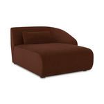 Angled view showing chaise's spacious seat and curved arm wrapping around the right side