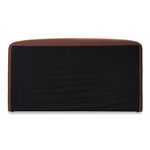 Rear view of Joan bed showing smooth black fabric backing on brown upholstered headboard