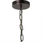 Gunmetal finished iron ceiling cap and chain links mounting the pendant