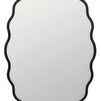 Sophia Modern Mirror with scalloped matte black metal frame and smooth reflective glass surface