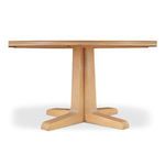 Side profile of Charles Dining Table showing thickness of tabletop and solid pine base