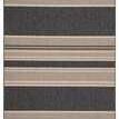 Flat-woven indoor/outdoor area rug with wide and narrow gray and beige stripes in sisal-inspired texture