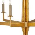 Close-up detail of two light arms and central column highlighting hammered wrought iron texture