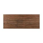 Close view of rough teak wood surface with distinct grain and color variation
