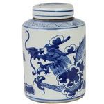 Mini tea jar rotated slightly showing more of dragon’s face and upper body design