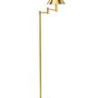 antique brass floor lamp with adjustable swing arm and conical shade on round base