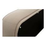 Close-up of Marion Ottoman recessed base and underside featuring black fabric and white protective feet