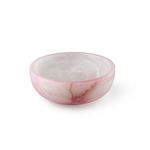 Pink Alabaster Display Bowl with soft pink tones, natural veining, and polished smooth surface