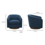 Front and side dimension diagram of Oscy Swivel Chair showing width, height, and depth measurements