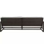 Back view showing dark wood tone aluminum frame with horizontal slats