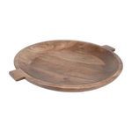 Close-up of larger wooden bowl showing smooth wood grain and flat handle edge