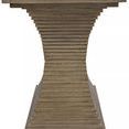Cambio Console narrow side view emphasizing curved shape made from stacked horizontal walnut layers
