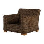 Montauk Raffia Lounge outdoor chair with plush white cushions in front right angle