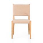 Front view of Villa Dining Chair showing rectangular backrest and square seat in nude leather