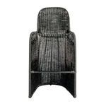 Front view emphasizing concave seat shape and footrest bar on rattan stool