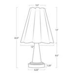 Technical drawing with dimensions of Segal Marble Mini Lamp showing height and width measurements