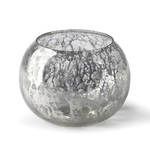 Round decorative Votive Bowl with an antique mercury glass finish and mottled silver-gray pattern