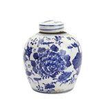 Blue & White Tiny Lid Mini Jar Peony Lotus Motif image 1