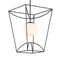 Rochefort Lantern angled from side showing asymmetrical frame curves around white globe