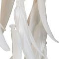 Zoomed shot emphasizing the smooth, curvy design and subtle variations in white glass leaf shapes