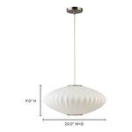 Lys Pendant front view with height and width dimensions displayed