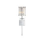 Ashbourne 1 Light Wall Sconce with polished chrome finish and clear rectangular crystal shade on a long rectangular arm
