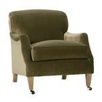 Three-quarter front view of Marleigh chair highlighting seat cushion and arm shape