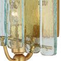 Detailed view of hammered recycled glass with warm gold backdrop in Duvernell Wall Sconce