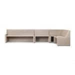 Close highlighting corner where two banquette sections meet with cushions