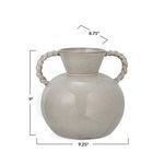Product Image 10 for 9.25 Inches Stoneware Vase with Twisted Handles and Reactive Glaze, Cream Color from Creative Co-Op