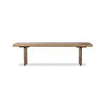 Long rectangular natural guanacaste wood coffee table with two sturdy vertical legs