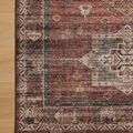 Partial top-down view of Anniston Spice Multi rug on light wood floor showing pattern and color saturation