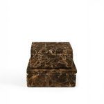 Two stacked marble boxes viewed straight on, focusing on box height and layered arrangement