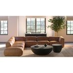 Insitu Side Table paired with coffee table in a modern living room with brown sectional sofa