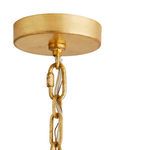 Close-up of ceiling canopy and weathered gold chain holding the pendant