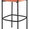 Inna Backless Bar Stool with plush rust-colored stuffed seat and matte black metal legs with footrest
