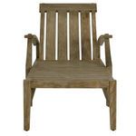 Front view of Croquet Teak Chaise without cushions showing slatted teak frame
