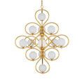 Storrs Chandelier showing detailed connecting joints and gold finish texture