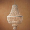 Tight underside shot focusing on shell-dense tiers with metal rings wrapped in twine