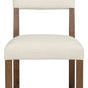 Front view of Driftwood chair emphasizing square seat and straight wood legs