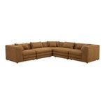 Lowtide Classic L-Shaped Modular Sectional in textured brown fabric with rounded armrests and multiple cushioned seating
