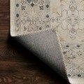 Rug corner flipped to show solid grey woven backing contrasting with the beige patterned front